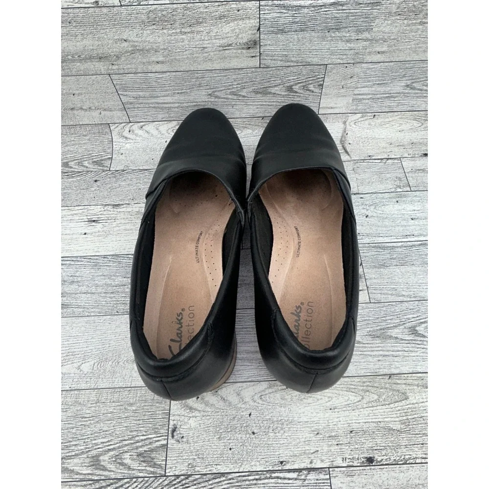 Clarks Collection Black Leather Ultimate Comfort Loafers Flats Women Sz 9W